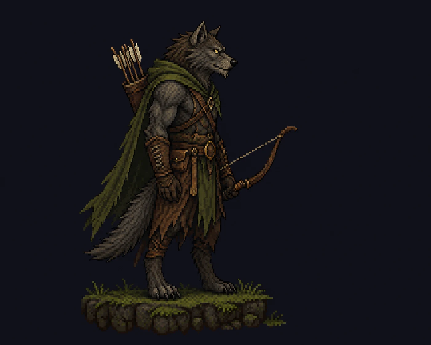 A wolfman archer — one example of a player character